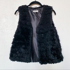 H&M Youth Black Faux Fur Vest 12-14 Youth